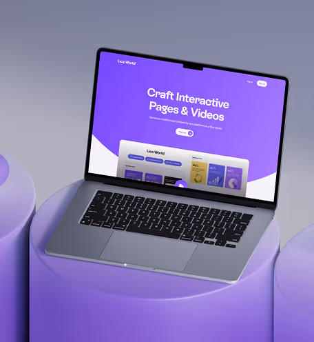 A laptop showing a page built from interactive components