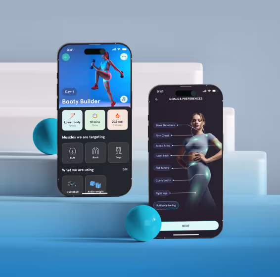 The Trainmate fitness app shown on a phone