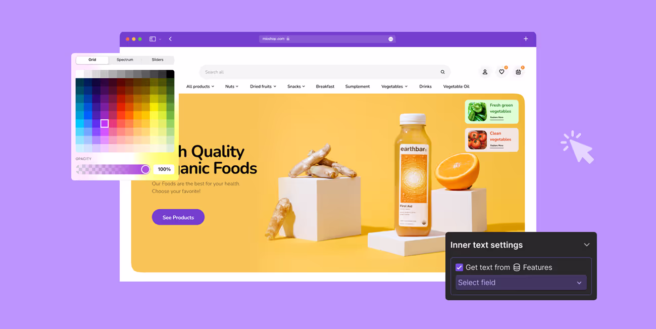 Finished product screens shown across desktop and mobile