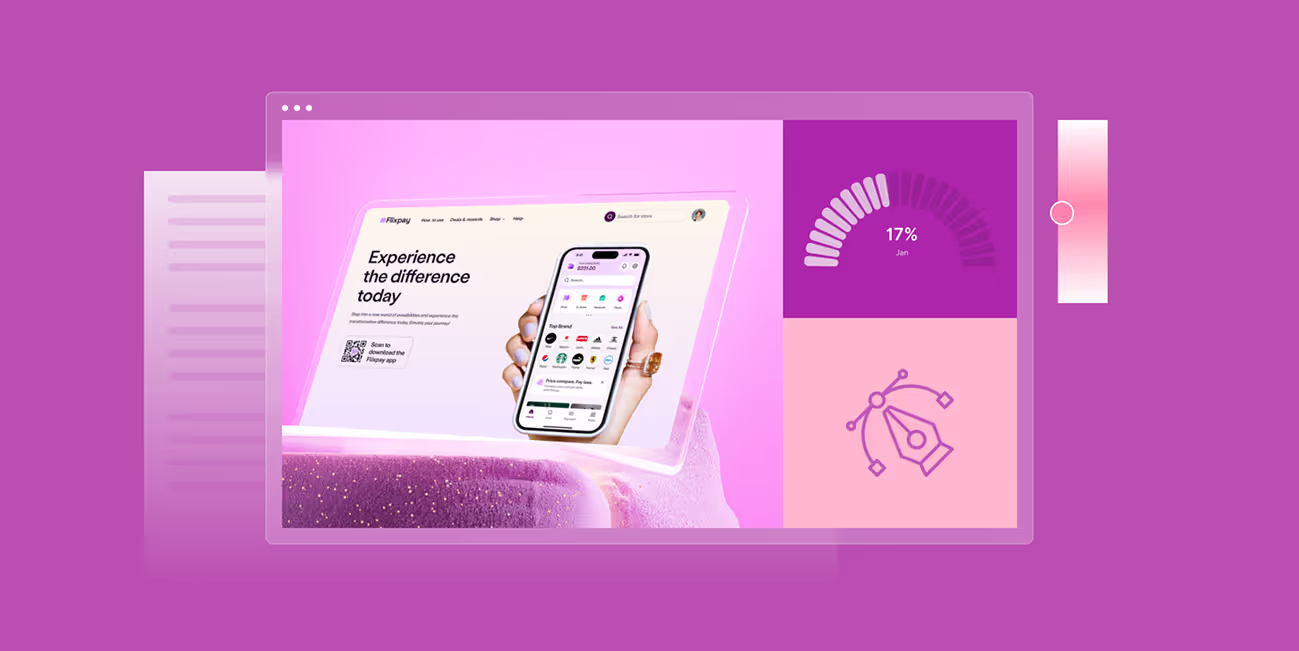 Color, type and imagery choices applied across a set of screens