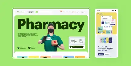 A pharmacy website shown before and after a redesign